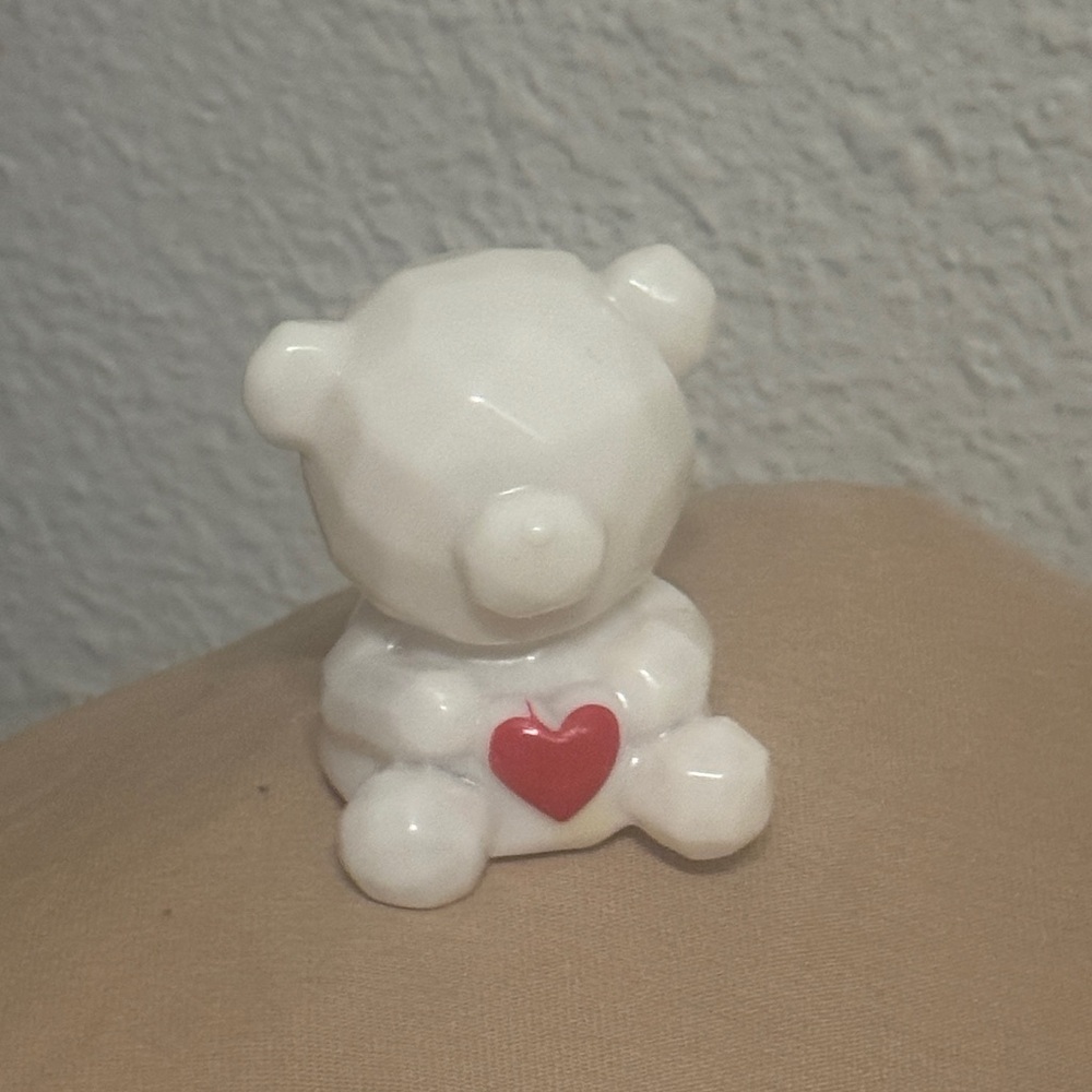White Ceramic Teddy Bear Figurine with Red Heart